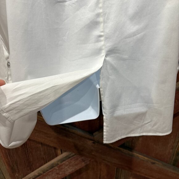 Soft Surroundings Poetic Button Up Shirt Women 1X White Cotton Ruffle Pleated - Picture 9 of 16